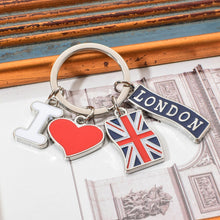 Load image into Gallery viewer, Vicney I LOVE LONDON Fashion Key Chain British Flag Pendant Keychain For Friends Zinc Alloy London Travel Souvenir Keyring Gifts