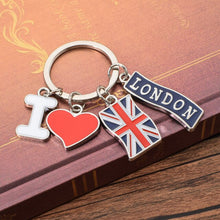 Load image into Gallery viewer, Vicney I LOVE LONDON Fashion Key Chain British Flag Pendant Keychain For Friends Zinc Alloy London Travel Souvenir Keyring Gifts