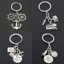 Load image into Gallery viewer, 1pc London Big Ben Keychains No Matter Where Airplane Charms Compass Keyring With Earth Travel Jewelry Gift For Man