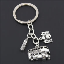 Load image into Gallery viewer, 1pc London Big Ben Keychains No Matter Where Airplane Charms Compass Keyring With Earth Travel Jewelry Gift For Man