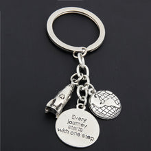 Load image into Gallery viewer, 1pc London Big Ben Keychains No Matter Where Airplane Charms Compass Keyring With Earth Travel Jewelry Gift For Man